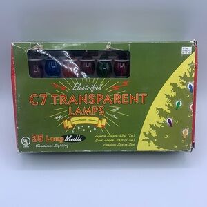 Electrified C7 Transparent Lamps 25 Lamp Multi Color Christmas House Yard Lights